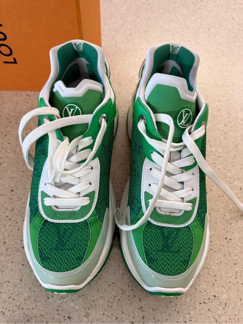 Louis Vuitton Green & White LV Trail Sneakers
